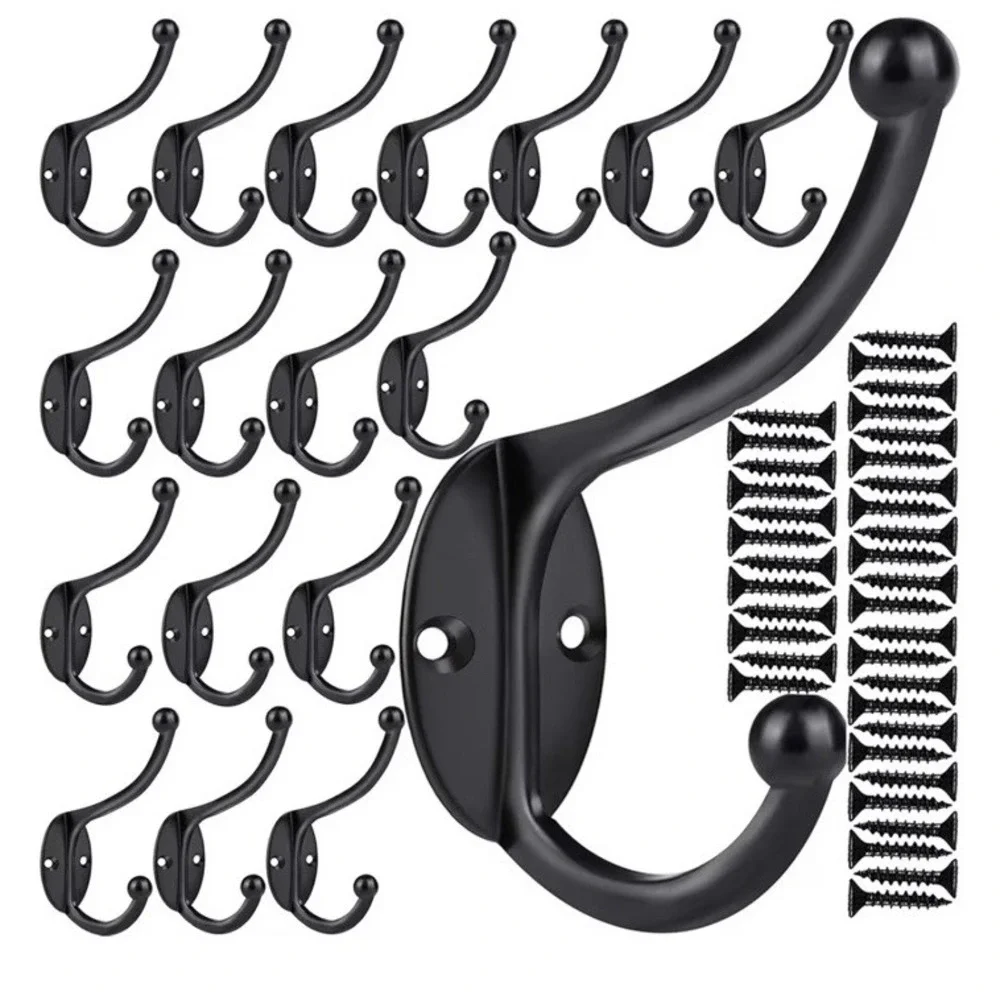 Wall Hooks~20Pcs Coat Hooks Hardware Towel Hanging Coats Double No Rust